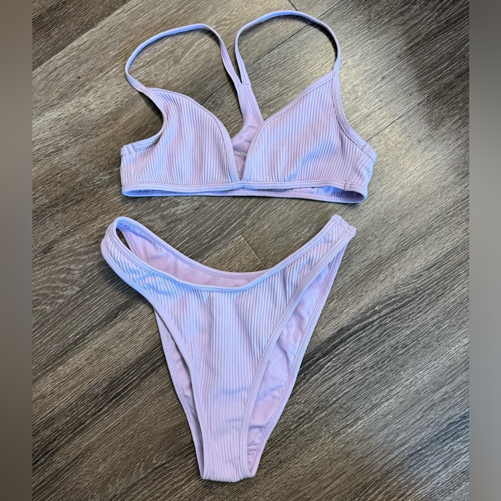 Lavender ribbed PacSun racerback bikini